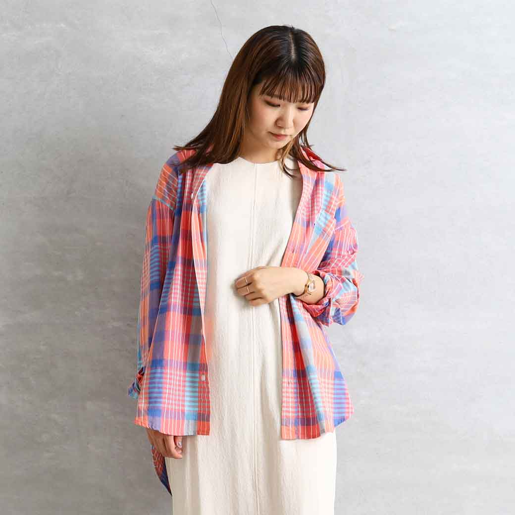 Allumer アリュメール ビックシルエットバックデザインチェックシャツ