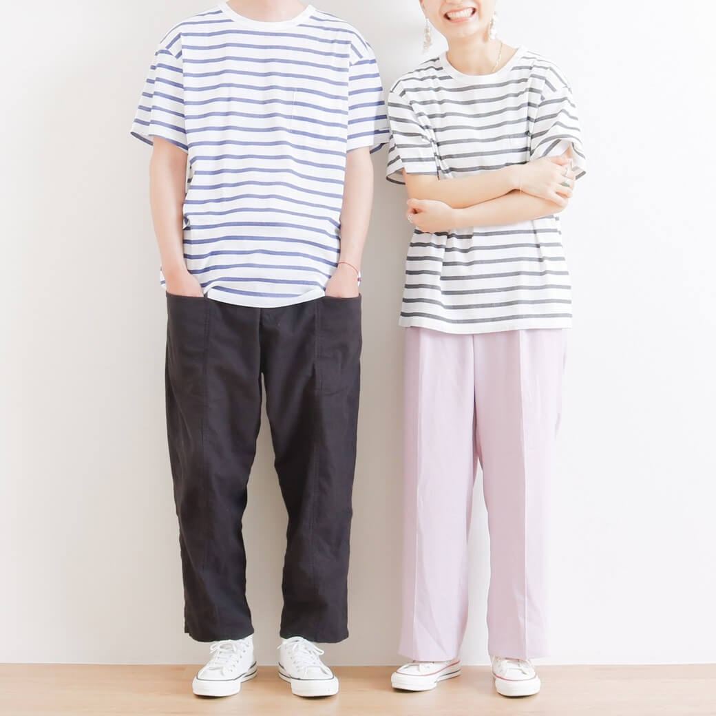 BIWACOTTON ビワコットン ボーダーポケットTシャツ