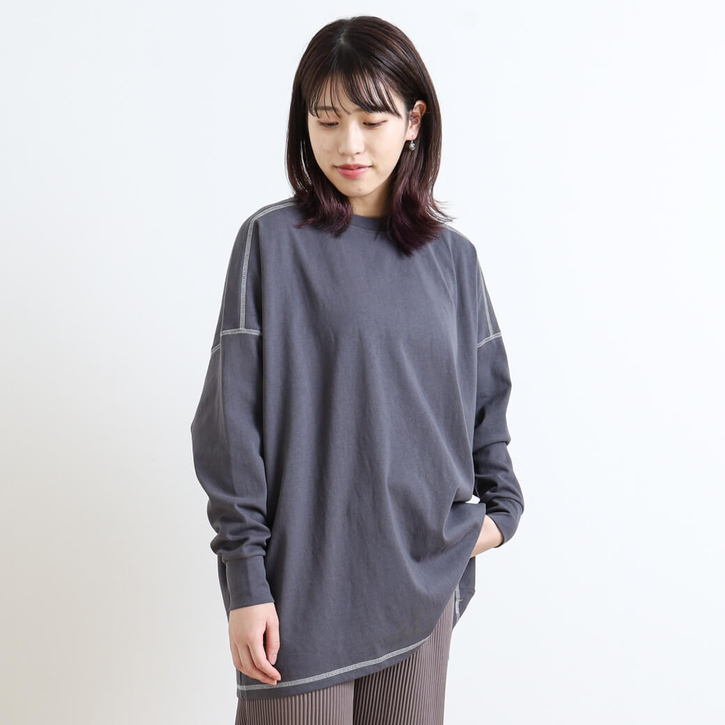 BORNFREE ORIGINALS ボーンフリーオリジナル 配色ステッチロングTシャツ