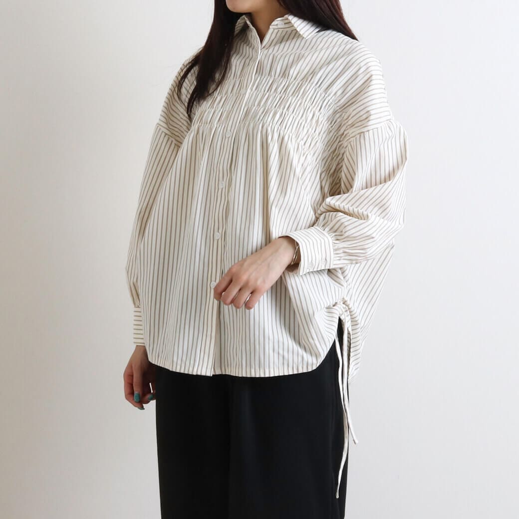 BORNFREE ORIGINALS ボーンフリーオリジナル ストライプギャザーブラウス