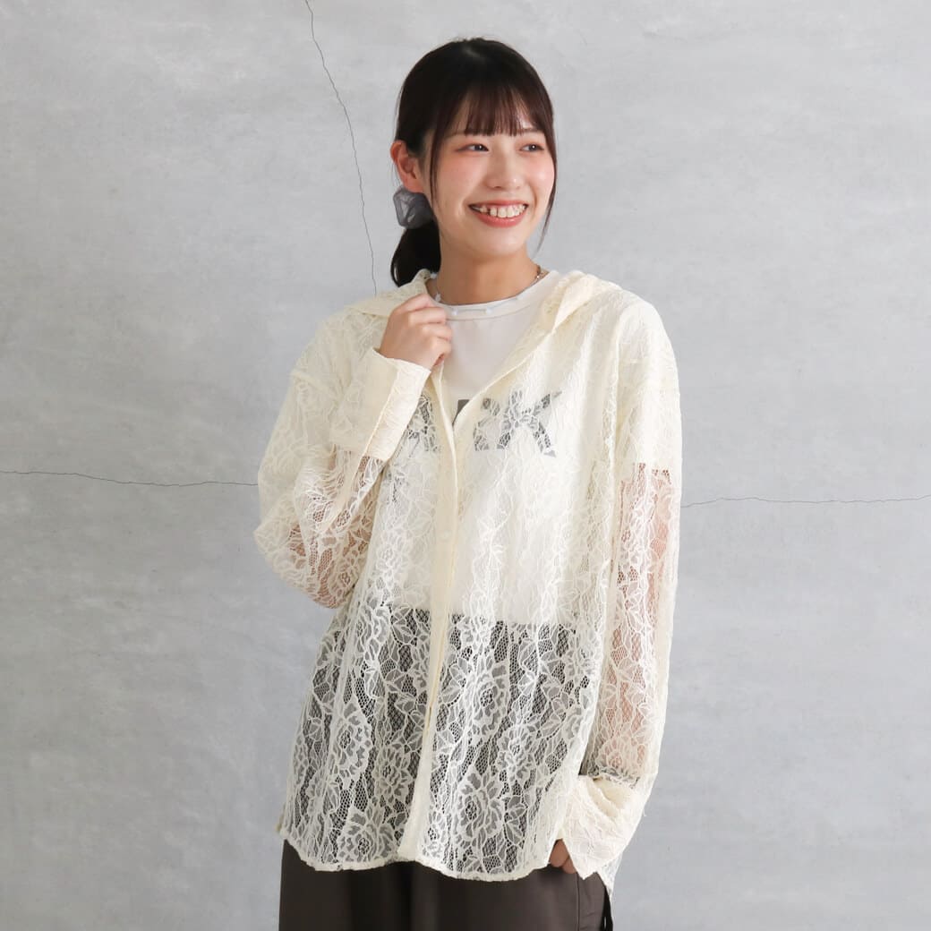 BORNFREE ORIGINALS ボーンフリーオリジナル レースフーディシャツ