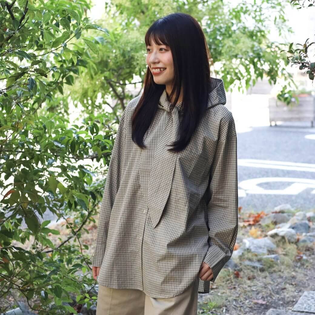 BORNFREE ORIGINALS ボーンフリーオリジナル チャック柄タイ付フーディービックシャツ