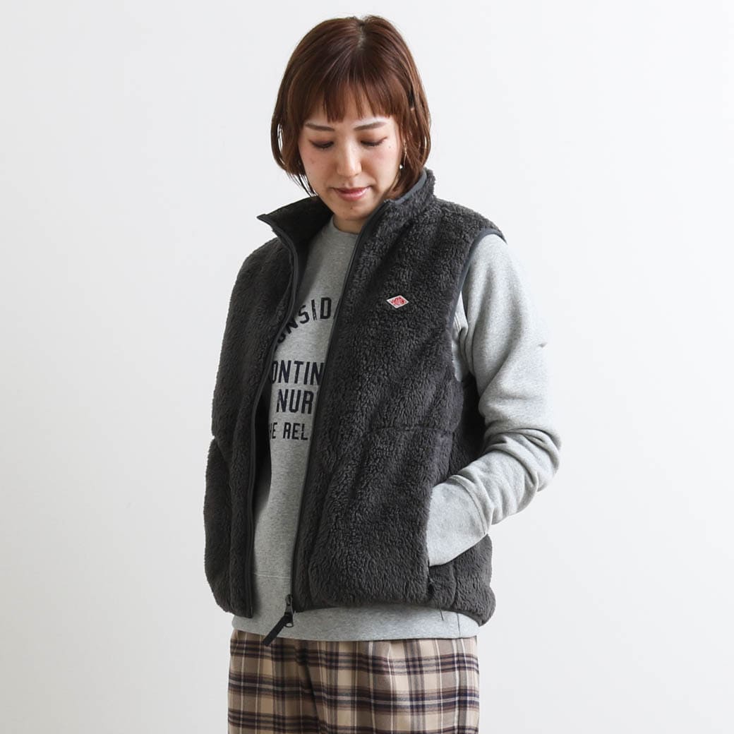 DANTON ダントン ハイパイルフリース ジップ スタンドカラーベスト