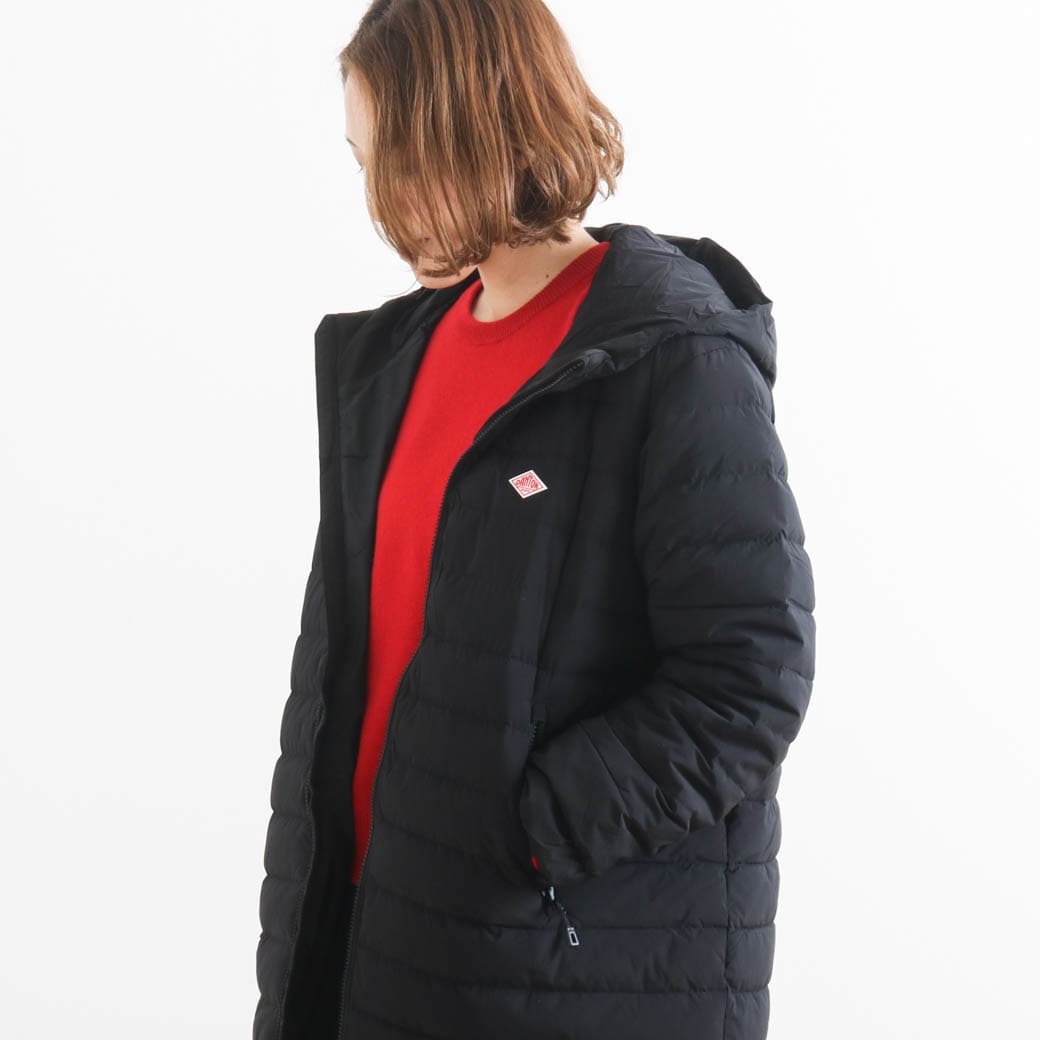 DANTON ダントン 2WAY ストレッチナイロン ミドルダウン フーディッド コート