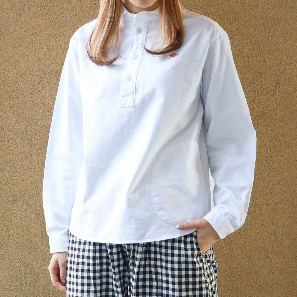 DANTON ダントン オックスフォード ラウンドカラー ロングスリーブ プルオーバーシャツ