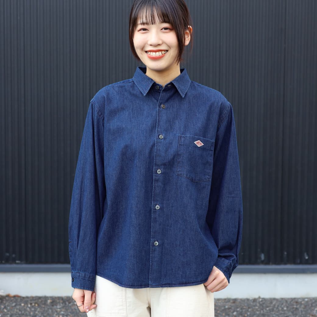DANTON ダントン ウィメンズ デニム ダンガリー クラシック カラー シャツ