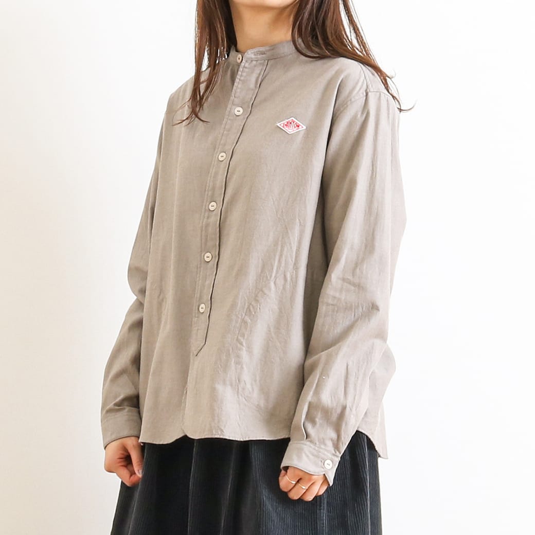 DANTON ダントン ビエラ起毛 バンドカラーシャツ 長袖