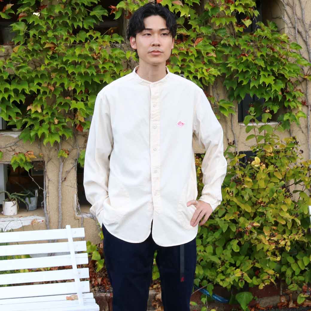 DANTON ダントン ビエラ起毛 バンドカラーシャツ 長袖