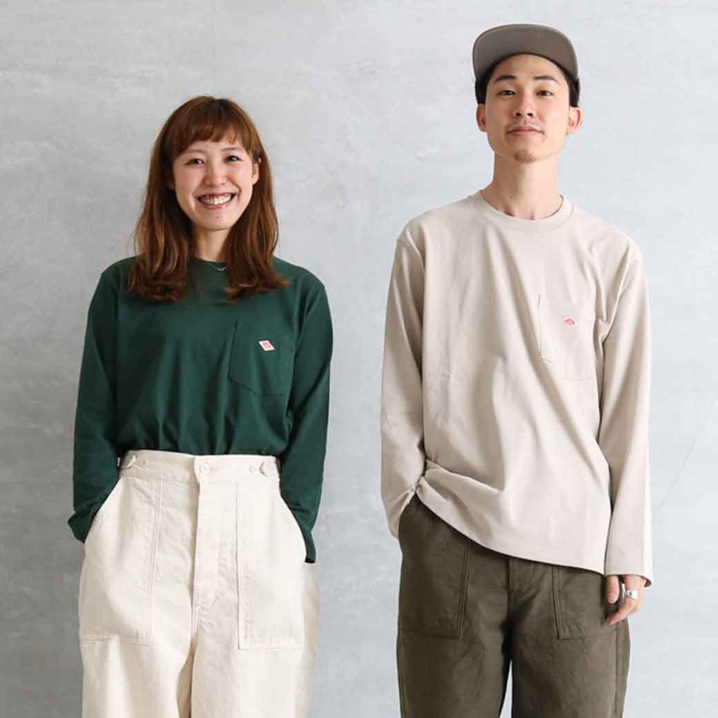 DANTON ダントン クルーネック ポケットTシャツ 長袖