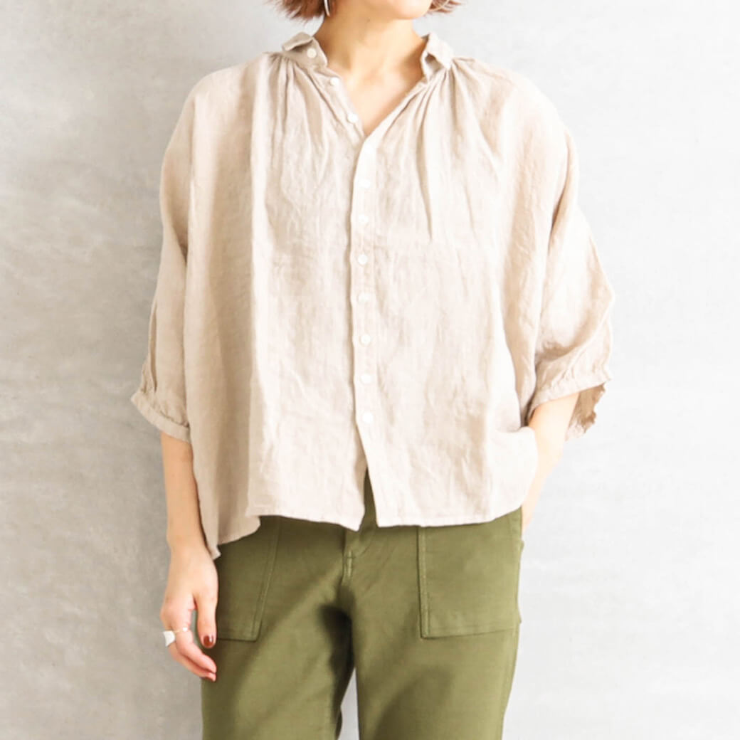 Brocante ブロカント リネンキャンバスグランシャツ