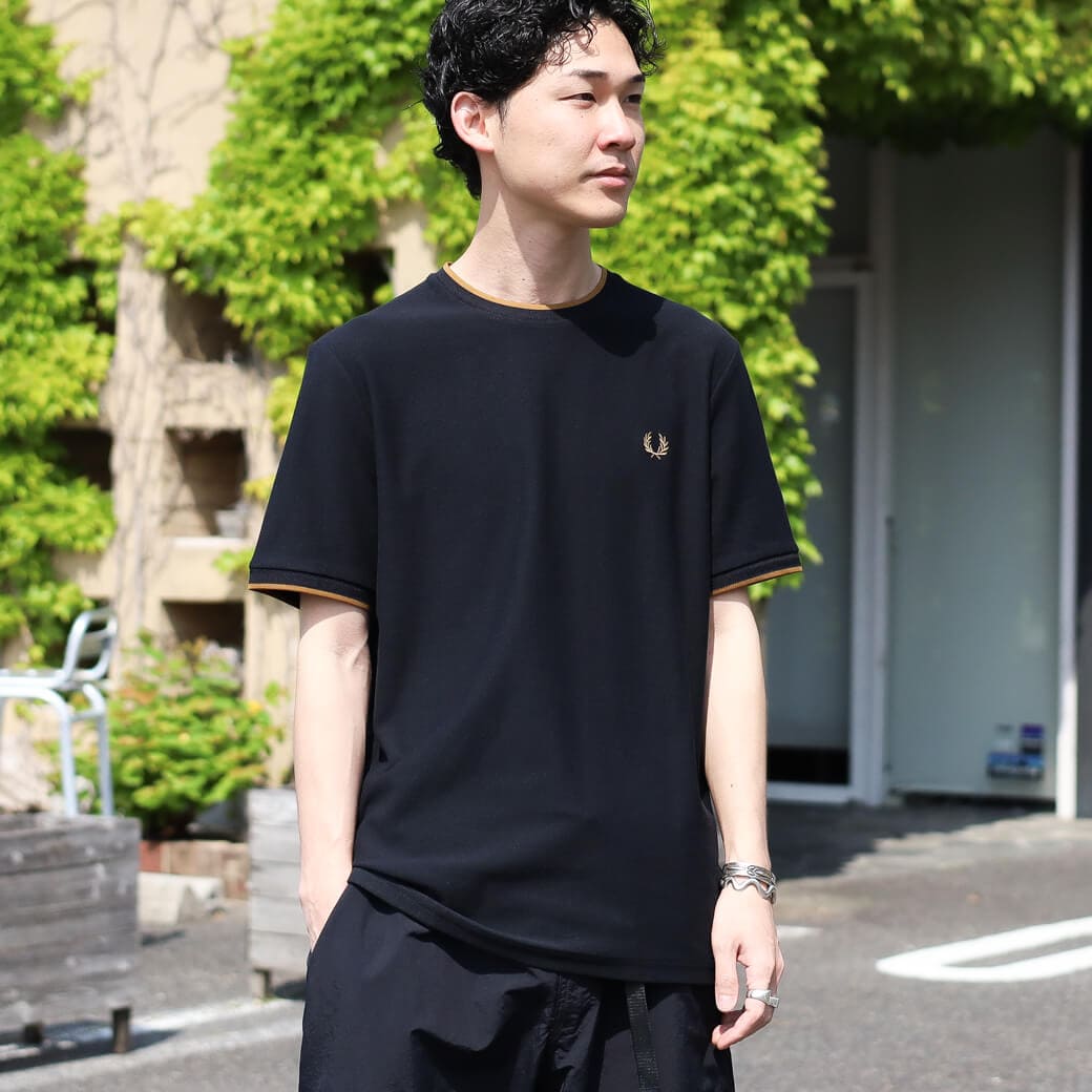 FRED PERRY フレッドペリー トリムディテール クレープピケ Tシャツ