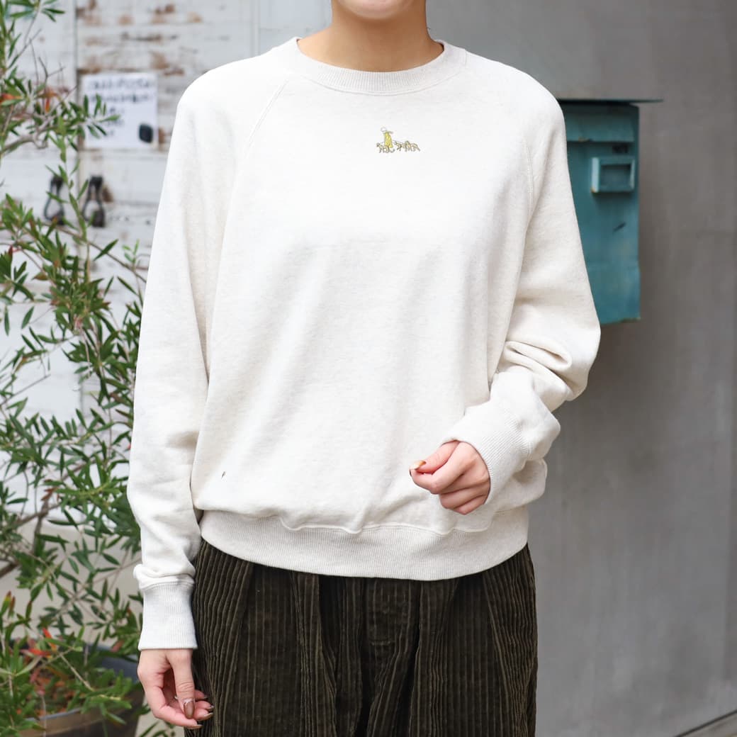 grin グリン コーマ裏毛犬の散歩刺繍プルオーバー