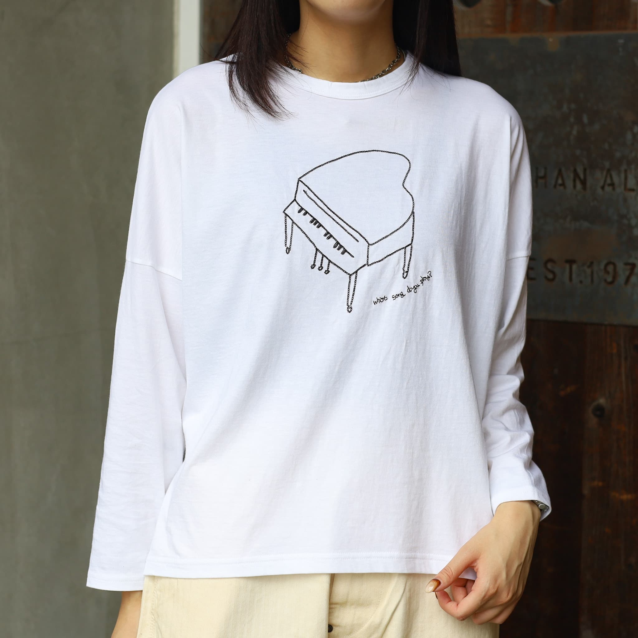 grin グリン B天竺落書きピアノTシャツ