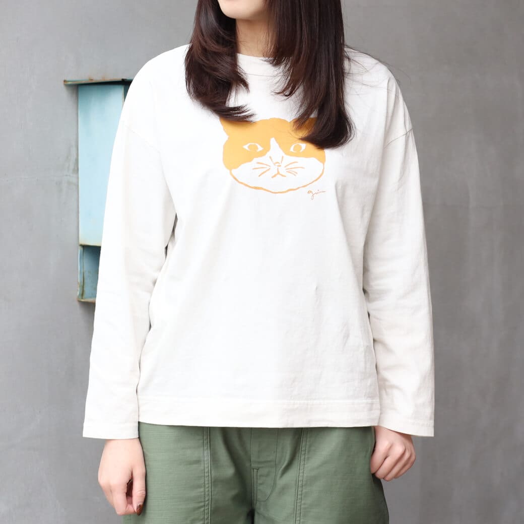 grin グリン エーゲ海モノトーンねこ長袖プリントTシャツ