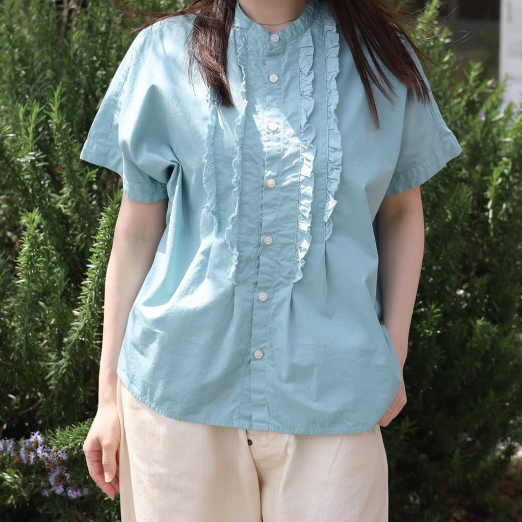 grin グリン 染めブロード フリルシャツ