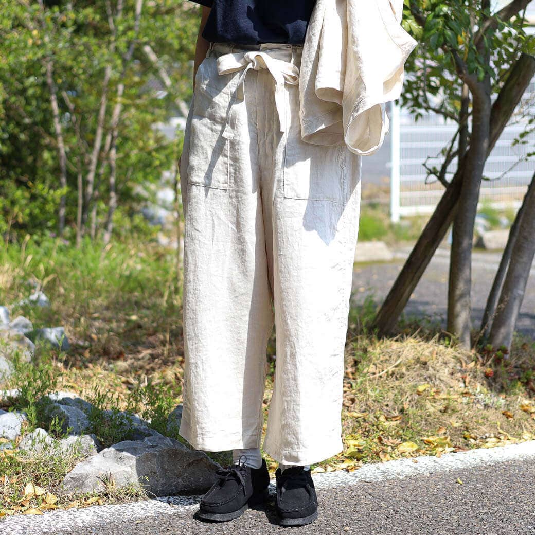 HARVESTY ハーベスティ リネンヘリンボーン パジャマトラウザー