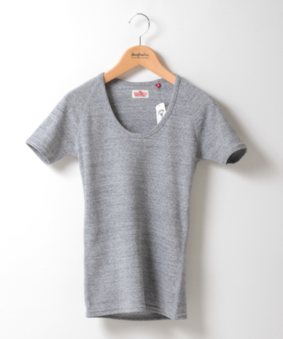 レディース HOLLYWOOD RANCH MARKET ストレッチフライス UネックTシャツ グレー