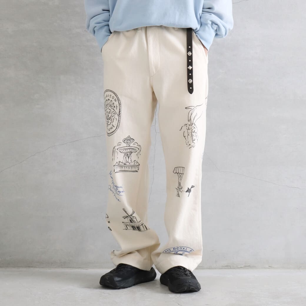 MAISON KITSUNE×KURO メゾンキツネ×クロ HANDWRITTEN POSTCARD TROUSER