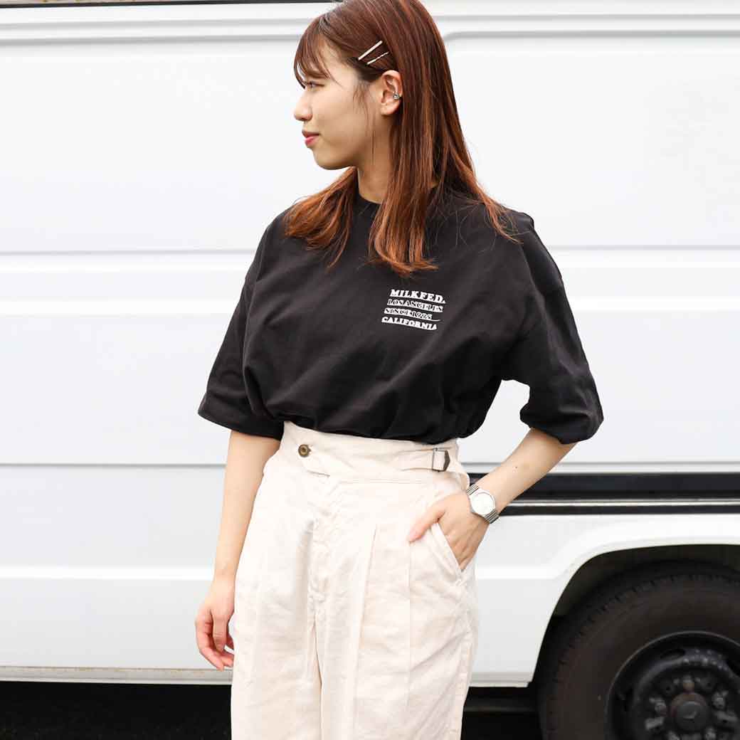 MILKFED. ミルクフェド ワイドショートスリーブTシャツアンダーライン
