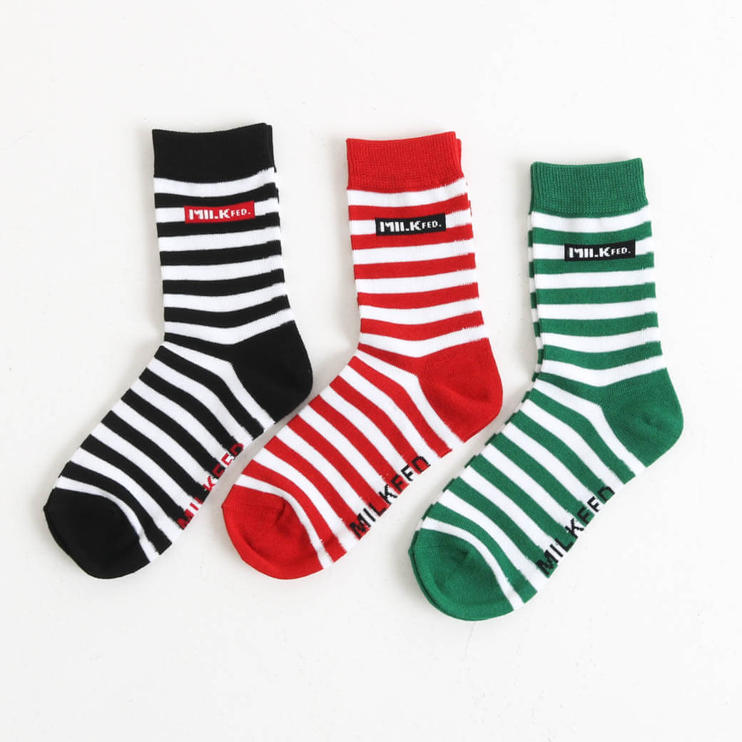 MILKFED. ミルクフェド STRIPED BAR LOGO SOCKS MILKFED.