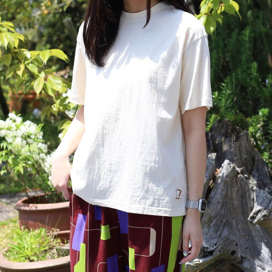 NATURAL LAUNDRY ナチュラルランドリー カラー天竺 BAKE刺繍 モックT