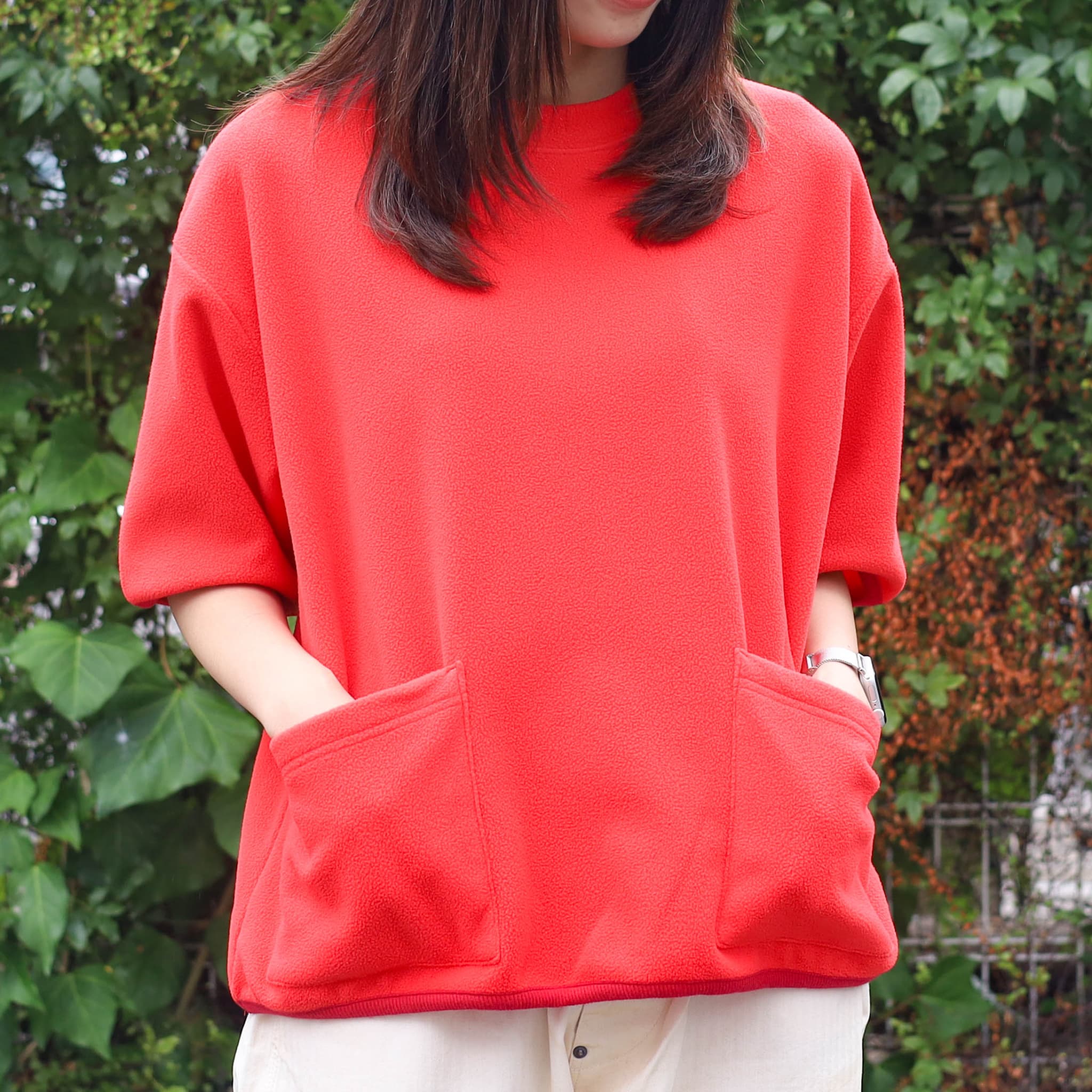NATURAL LAUNDRY ナチュラルランドリー フリース5分袖プルオーバー