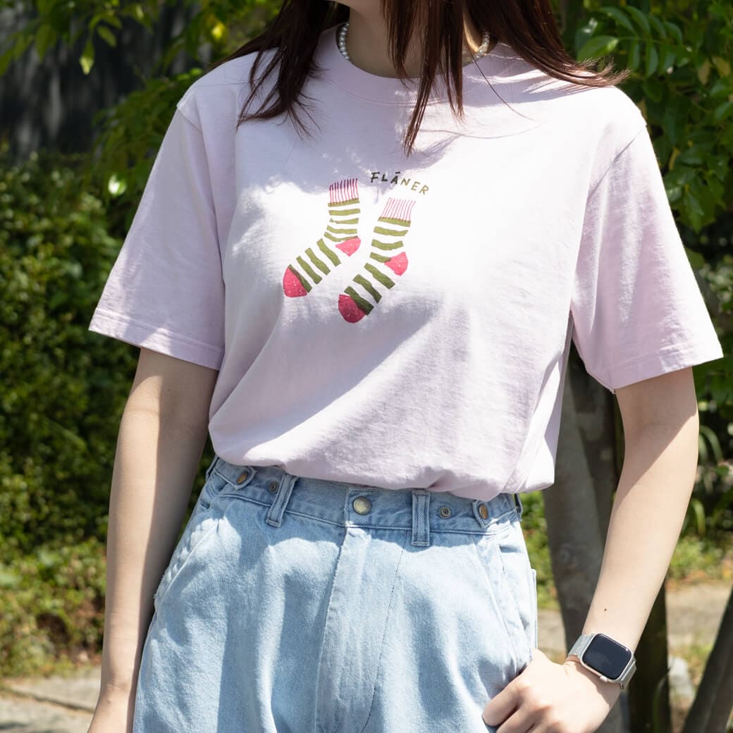 NATURAL LAUNDRY ナチュラルランドリー カラー天竺ソックス半袖Tシャツ