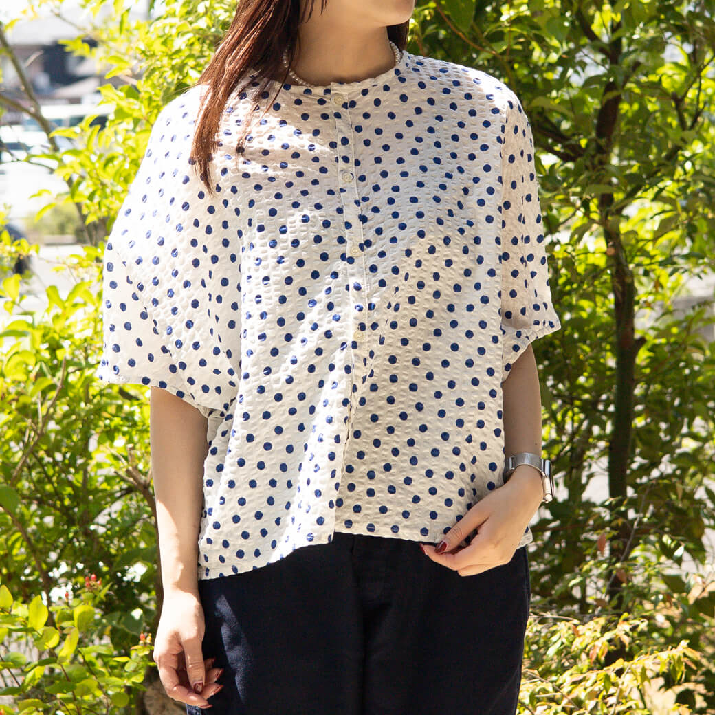 NATURAL LAUNDRY ナチュラルランドリー リップルドット 2WAY ドルマンシャツ