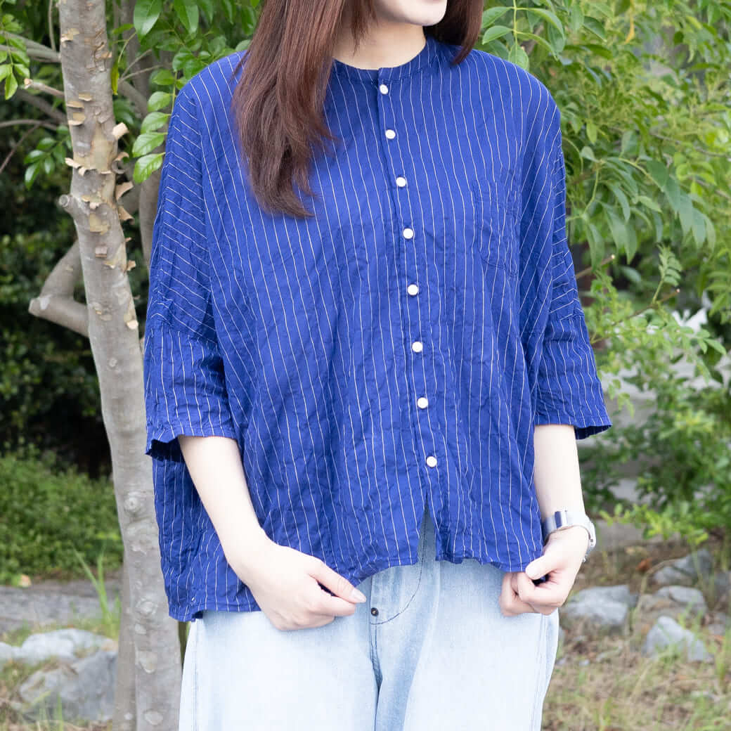 NATURAL LAUNDRY ナチュラルランドリー シャーリング ランドスケープシャツ
