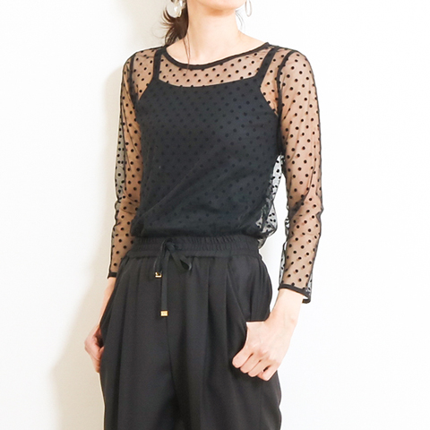 kaene カエン DOTTED TULLE INNER BLOUSE ドットチュールインナーブラウス 010274
