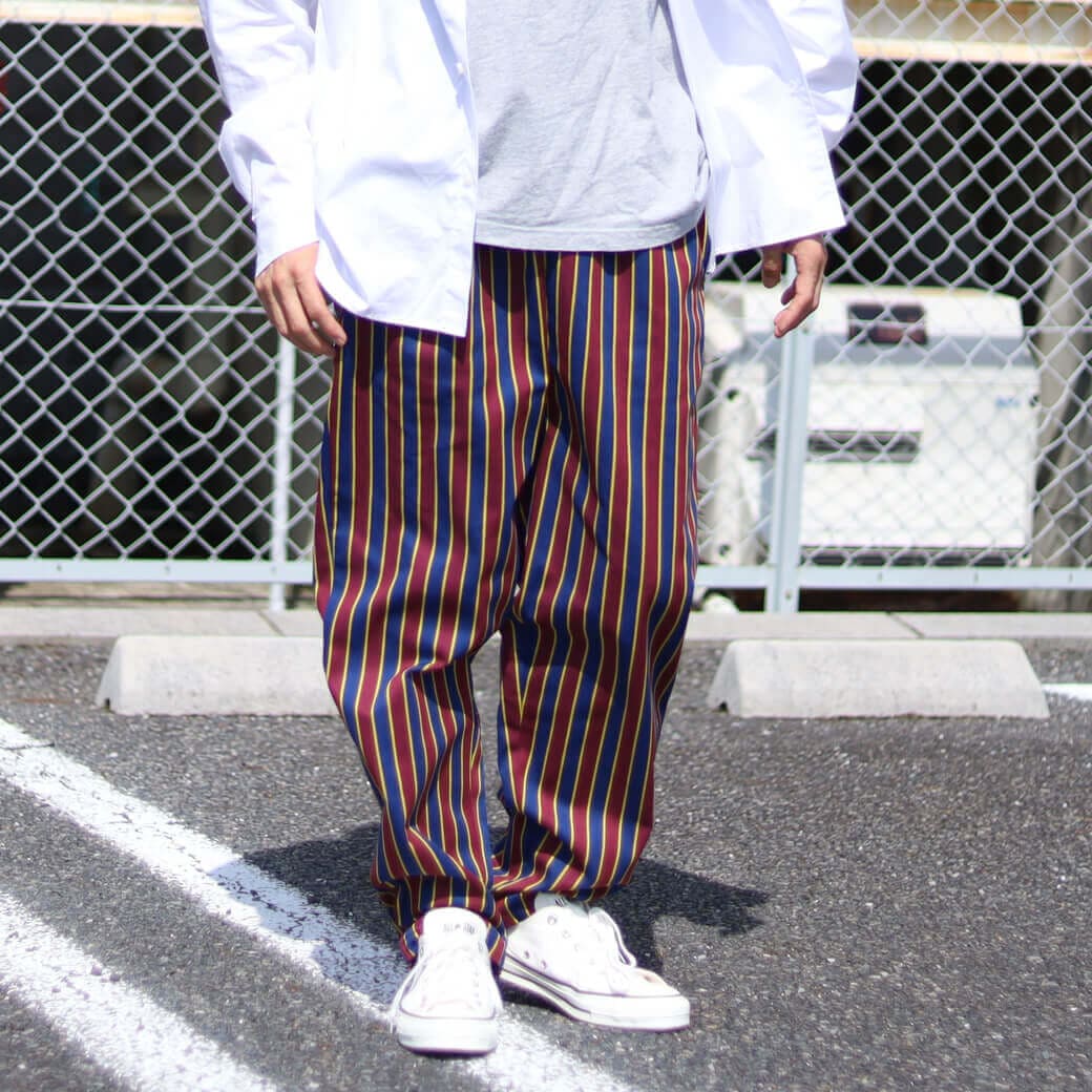 Cookman クックマン シェフパンツ  カレッジストライプ レッド