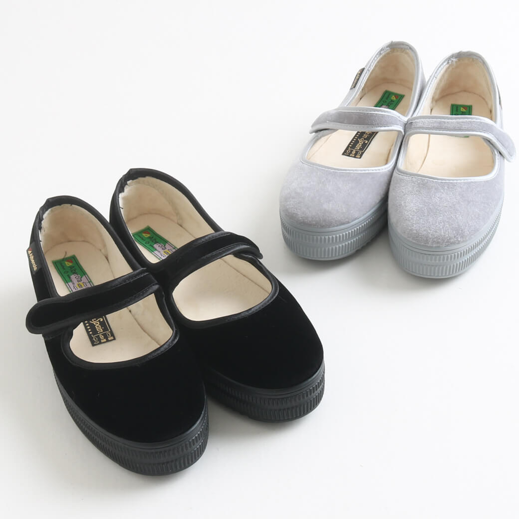 Alberola アルベローラ ベロアストラップシューズ