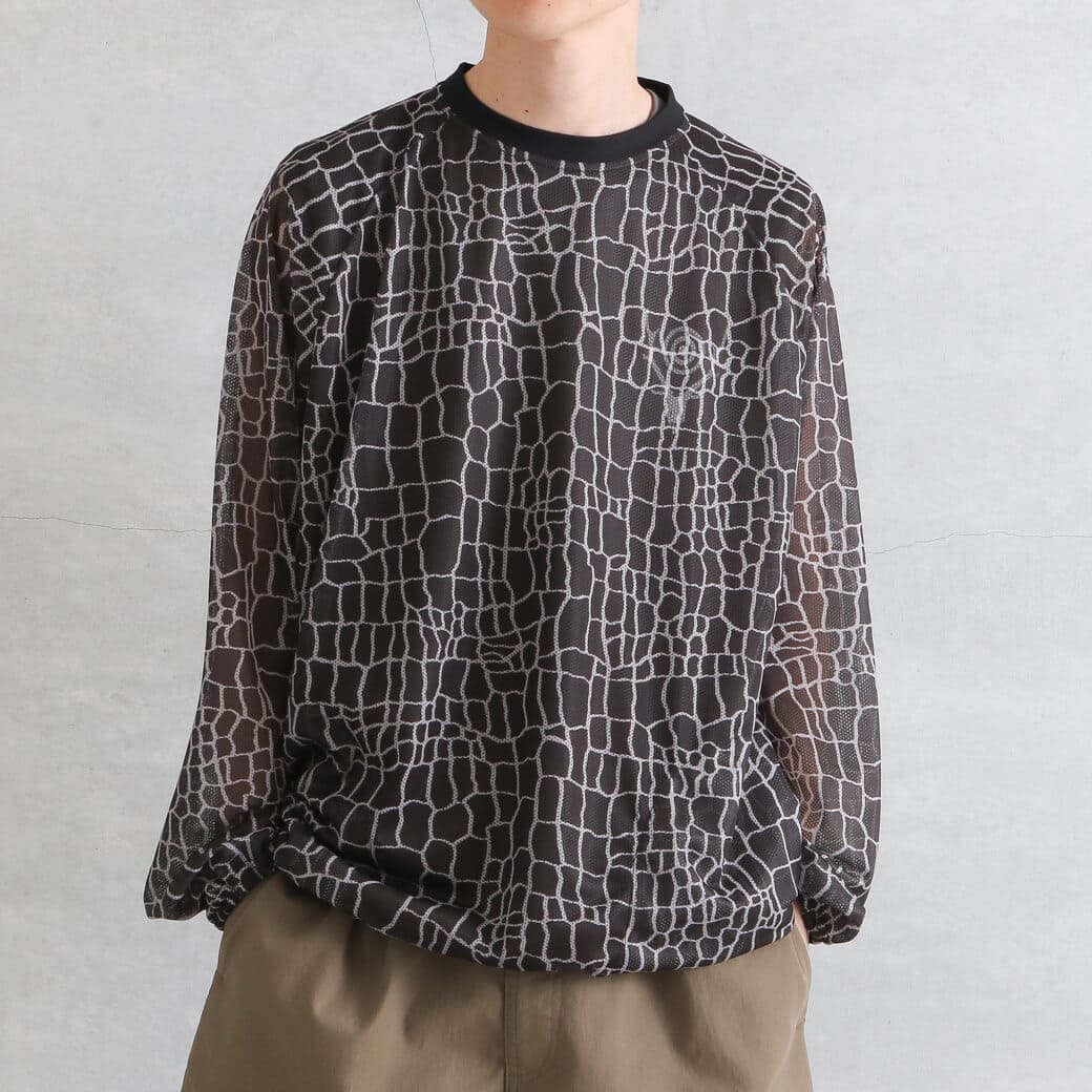 WILD THINGS ワイルドシングス プリント メッシュ ロングスリーブ ティー