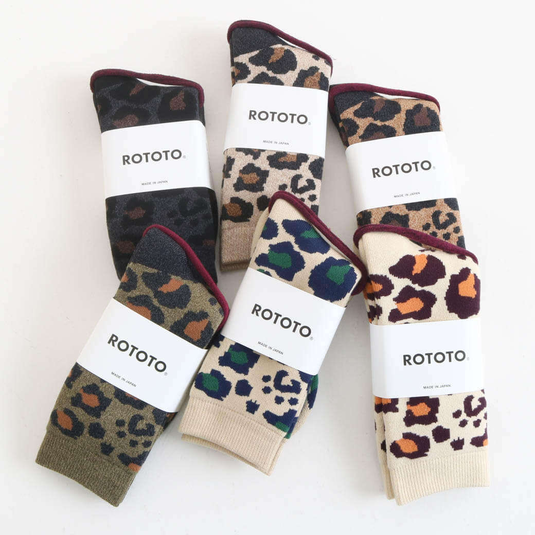 ROTOTO ロトト パイルレオパードクルーソックス