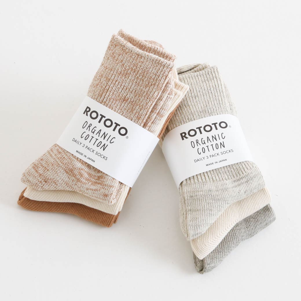 ROTOTO ロトト オーガニック デイリー 3パック リブクルーソックス