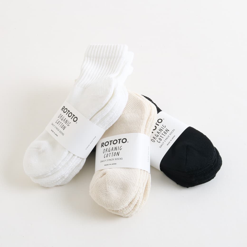 ROTOTO ロトト オーガニックデイリー3パックミニクルーソックス