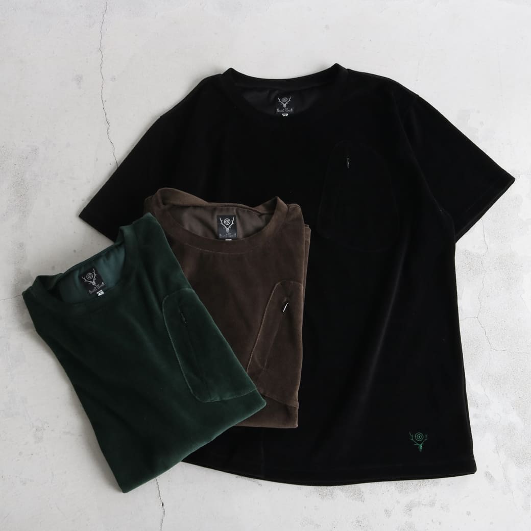 South2 West8 サウスツーウエストエイト S/S Zipped Pocket Tee - C/PE Velour