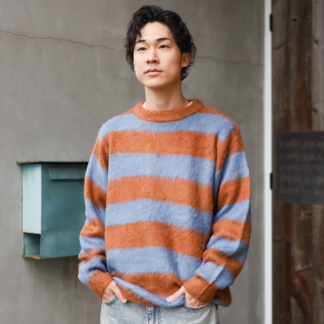 【1/4まで10％OFF】UNIVERD72  ユニバード72 モヘアタッチ起毛セーター（ボーダー）