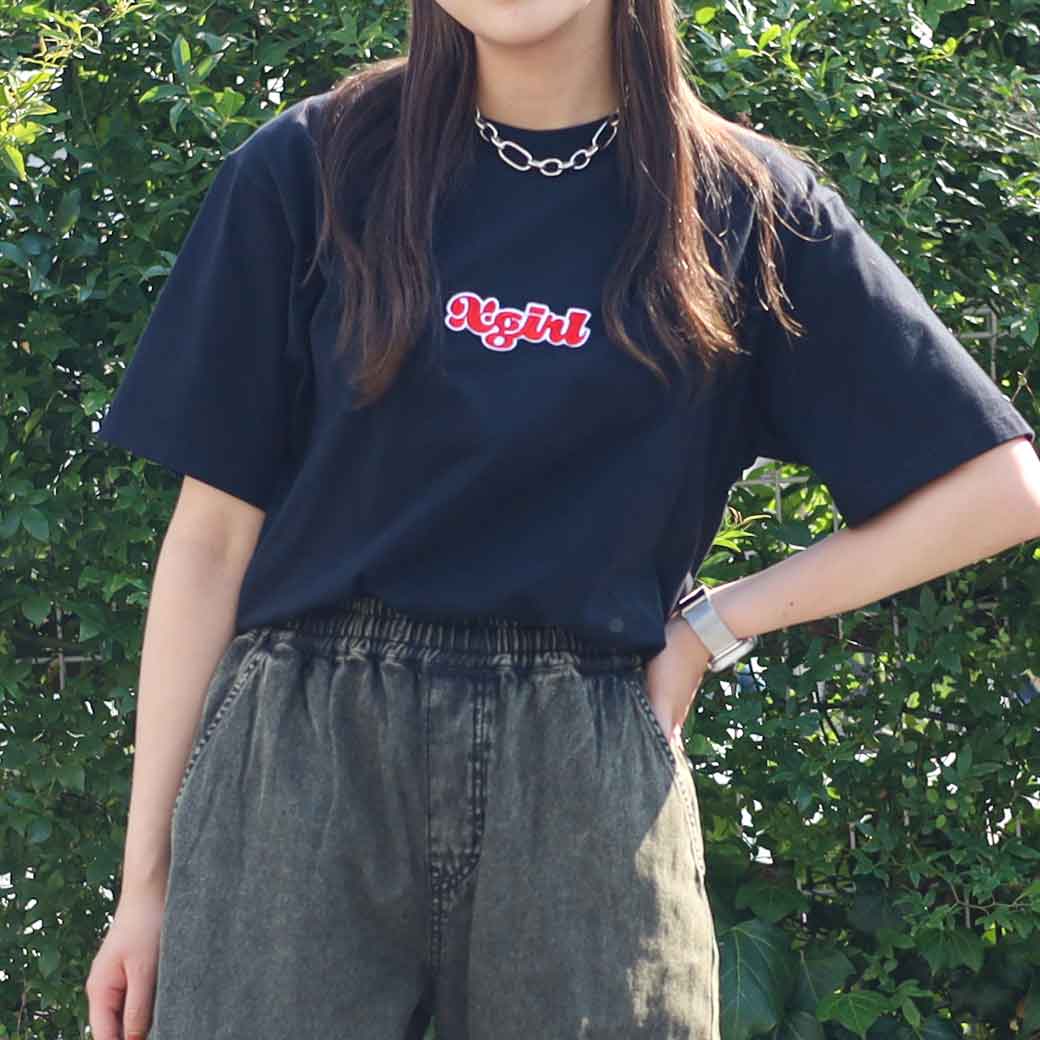 X-girl エックスガール PUDGY LOGO PATCH S/S TEE