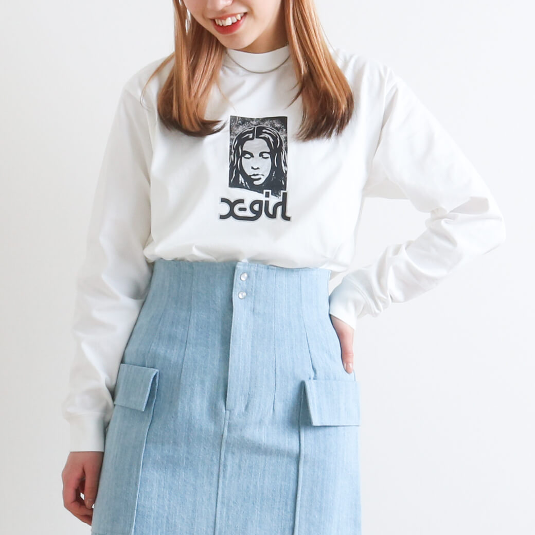 X-girl エックスガール GRUNGE FACE L/S TEE