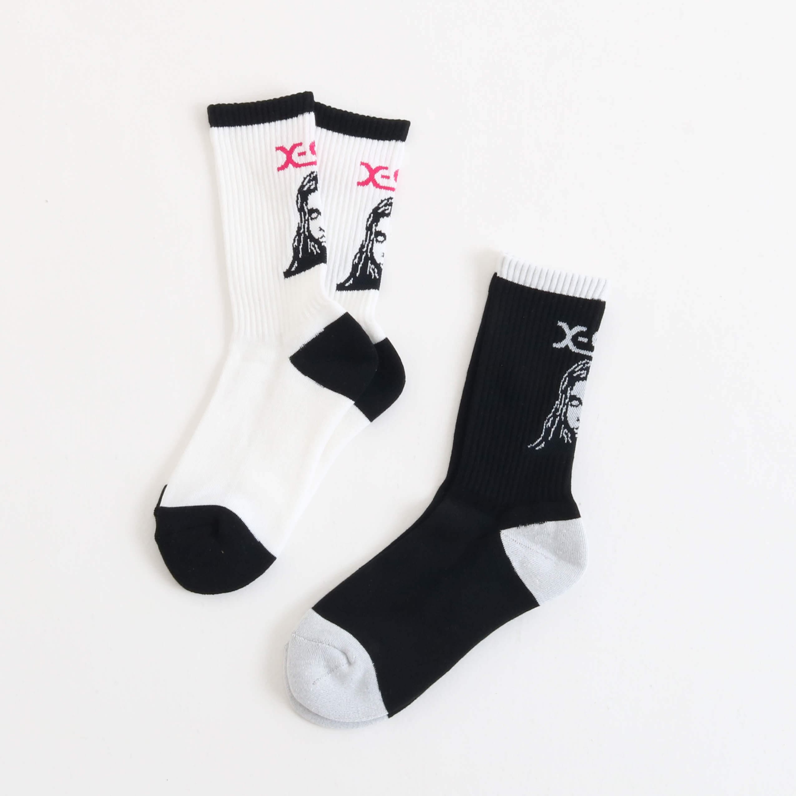 【1/4まで10％OFF】X-girl エックスガール フェイスジャガード リブドソックス