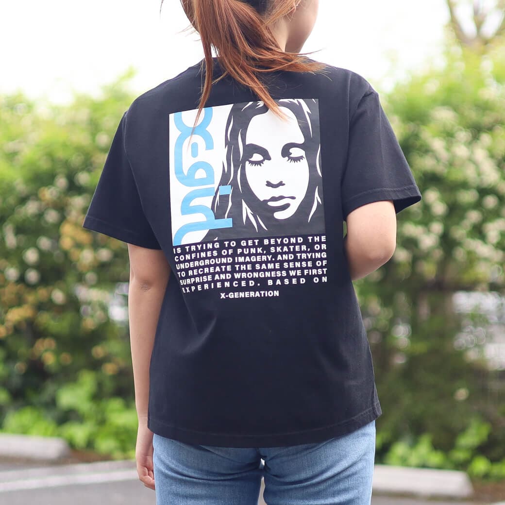 X-girl エックスガール サイドロゴフェイスラベルショートスリーブTシャツ